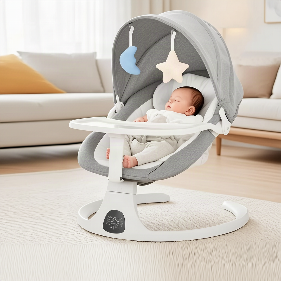 Baby bouncer with music and toys, from birth