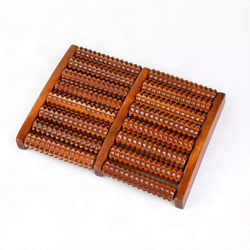 ALPENHAUCH - Foot massage roller made of real wood with acupressure mat