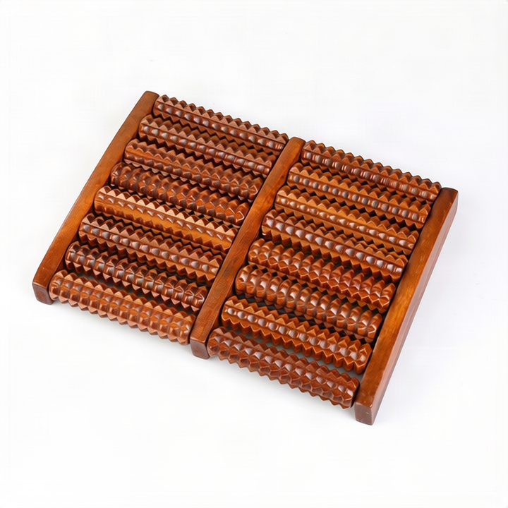 ALPENHAUCH - Foot massage roller made of real wood with acupressure mat