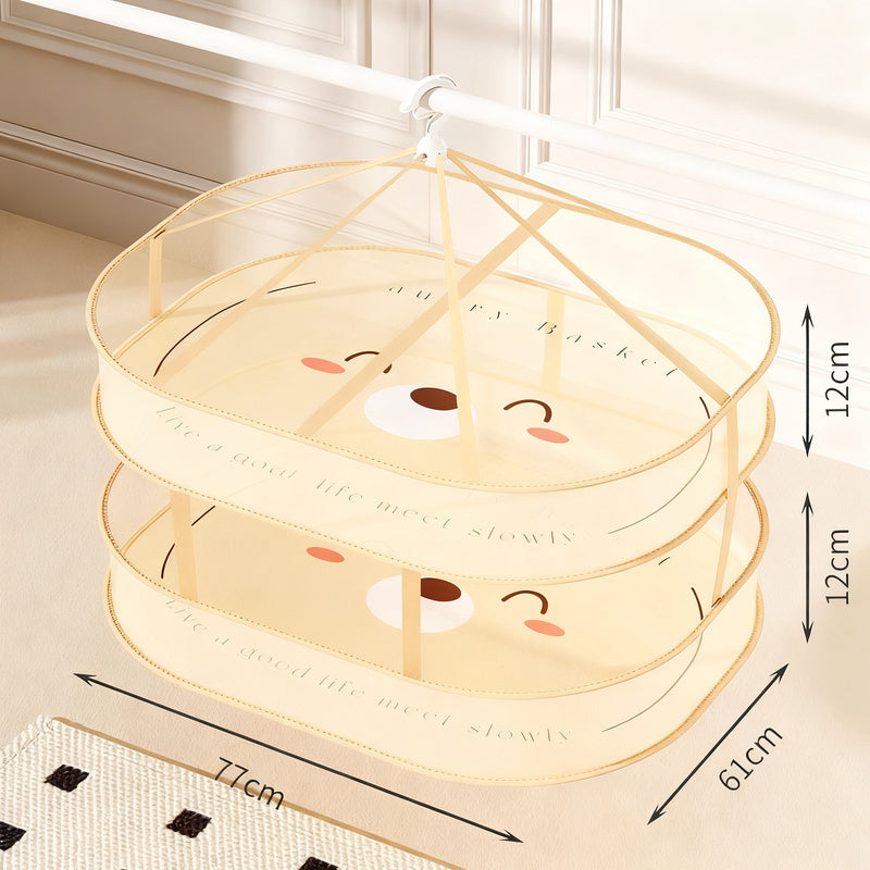 Foldable laundry drying nets, multilayer