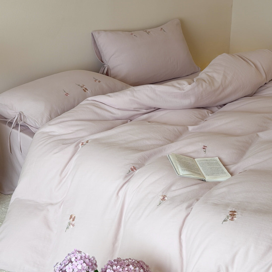 Cotton bed linen, double gauze, embroidered, spring
