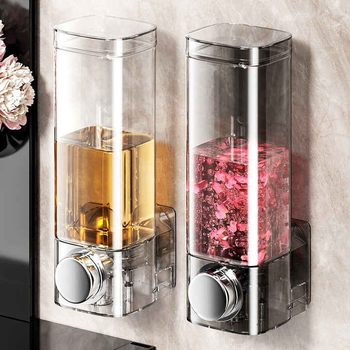 Soap dispenser for hanging, transparent, no drilling