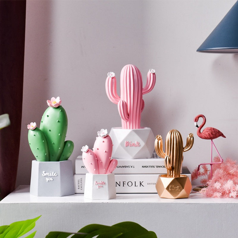 Cactus decor made of resin, painted