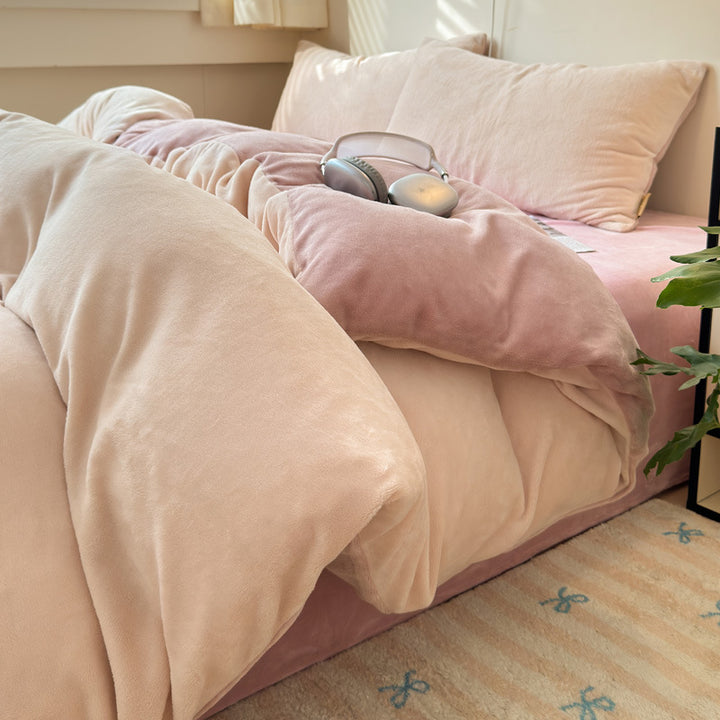 Milk fiber bedding set, winter, double-layered