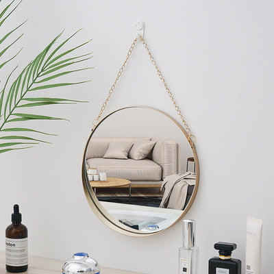 Wall mirror with iron frame, round
