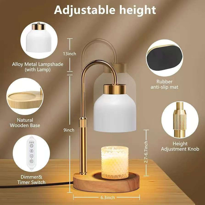 Wax melt table lamp with wooden base