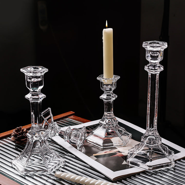 Hexagonal glass candle holders, Nordic style