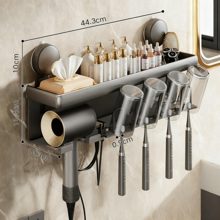 Toothbrush and hairdryer wall shelf made of space aluminum