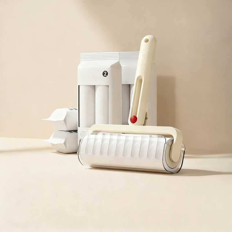 Lint roller with replacement rolls, foldable