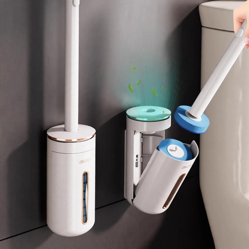 Toilet brush with interchangeable brush heads