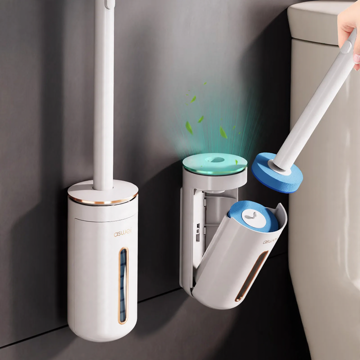 Toilet brush with interchangeable brush heads