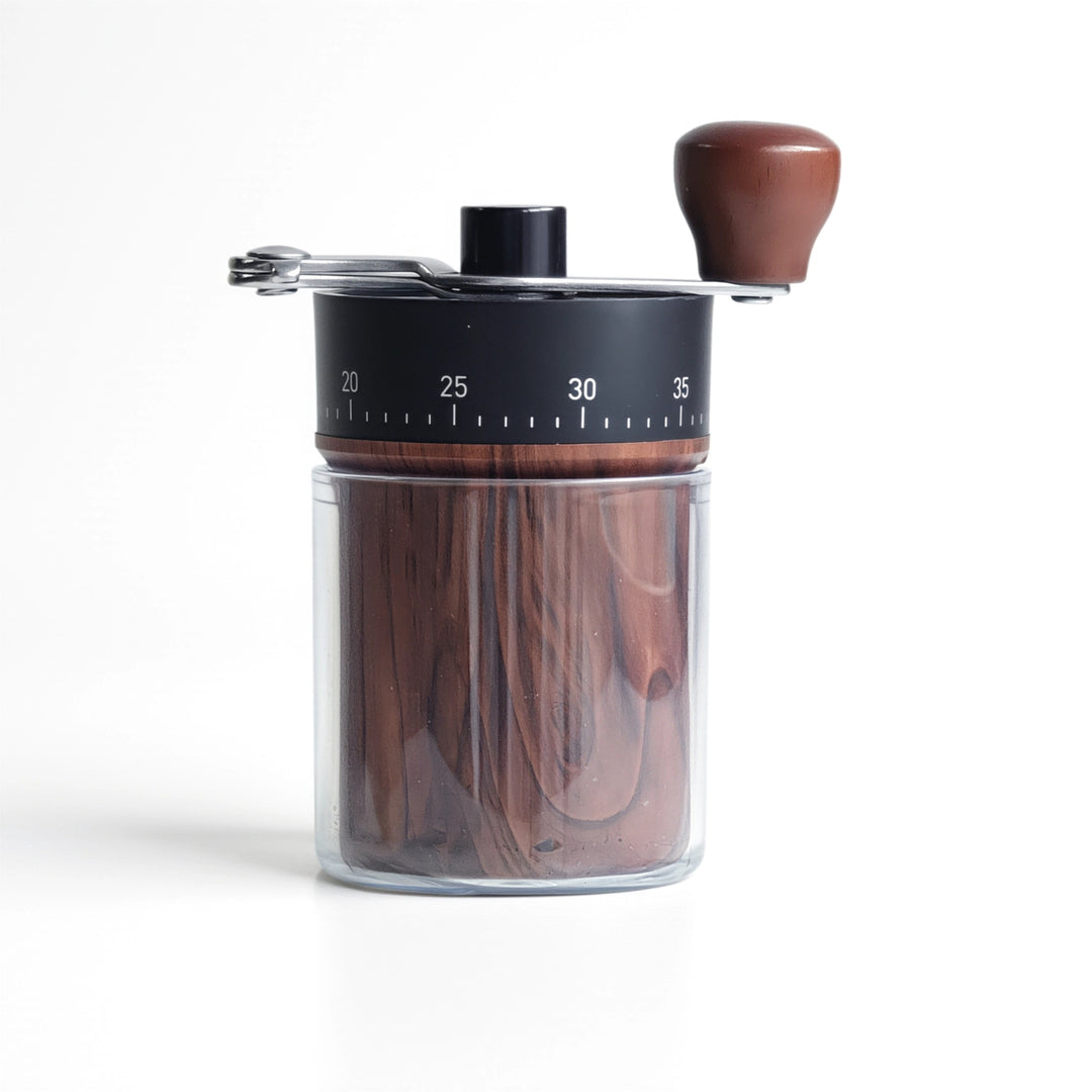 Hand coffee grinder with CNC grinding mechanism and brush