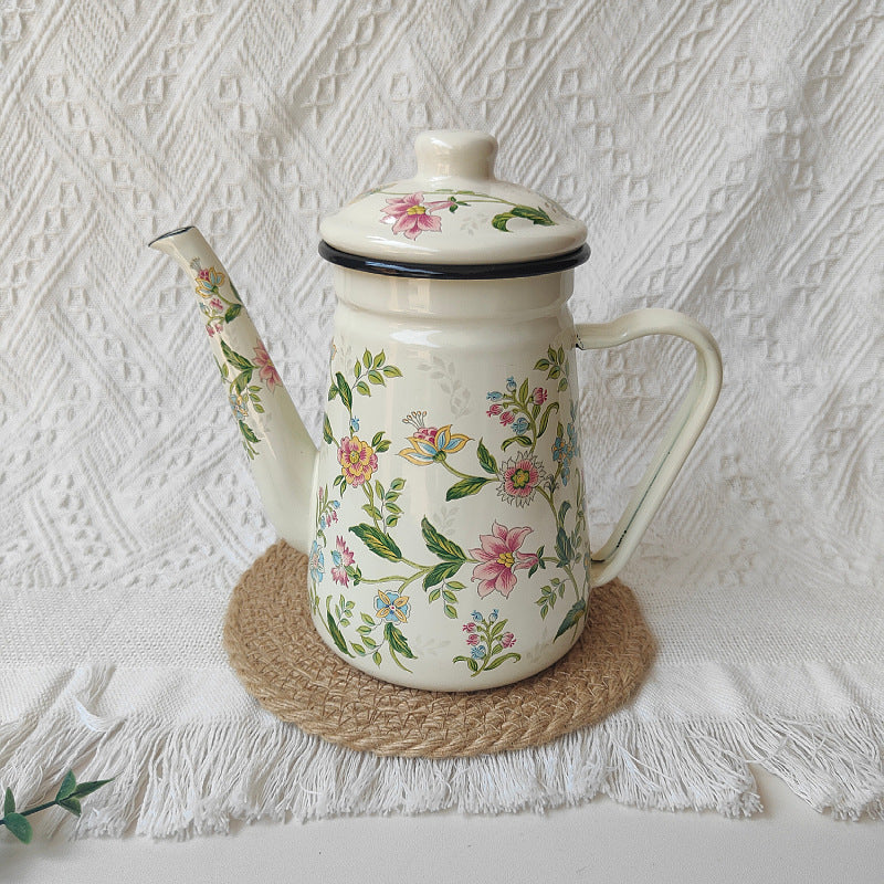Enamelled hand brewing kettle made of sheet steel, 1.2 L