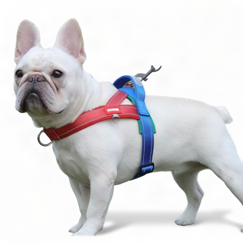 Padded dog harness with leash