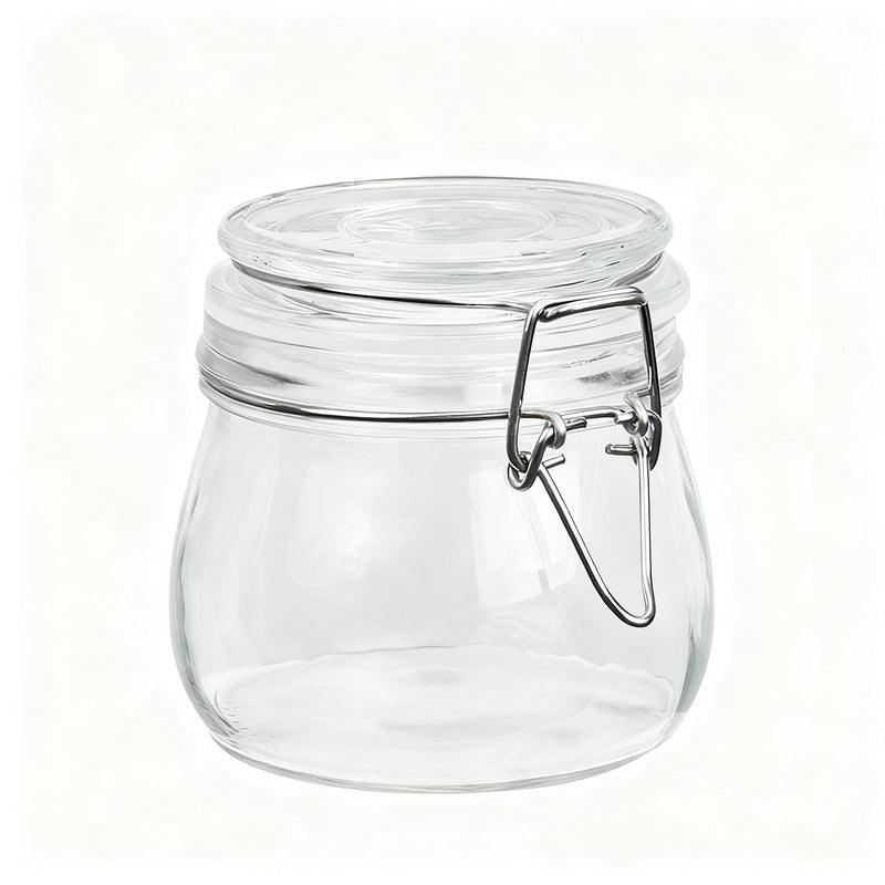 Glass storage jar with lid, airtight