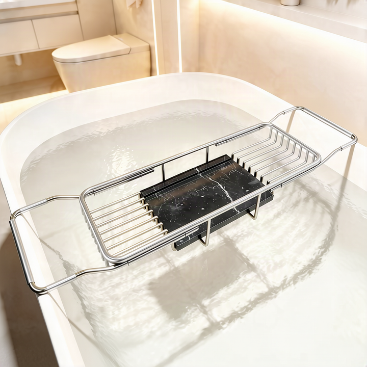 Expandable stainless steel bathtub rack