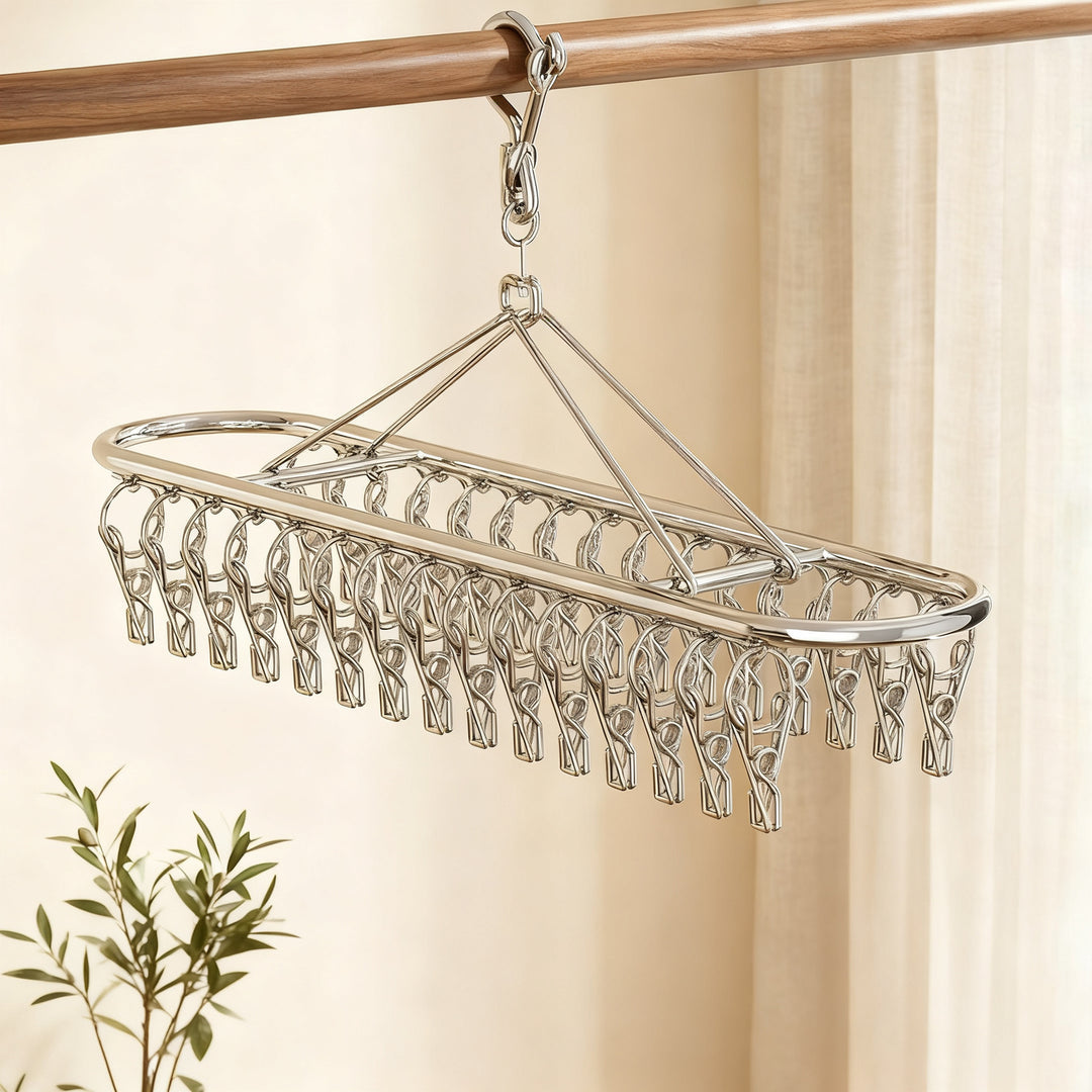 Stainless steel drying rack with 10, 20 or 30 clips