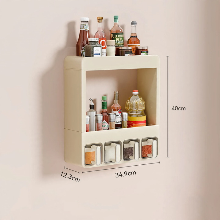 Wall shelf for spices and kitchen utensils