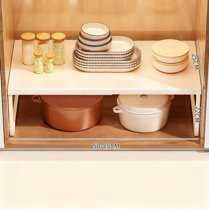 Extendable shelf for kitchen cabinets