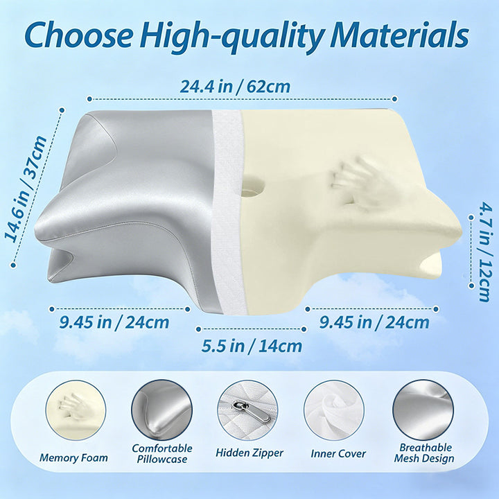 Neck support pillow, butterfly shape, memory foam