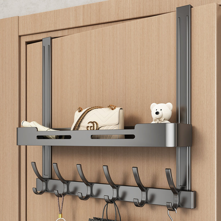 Aluminum door hook, double-layered, drill hole-free