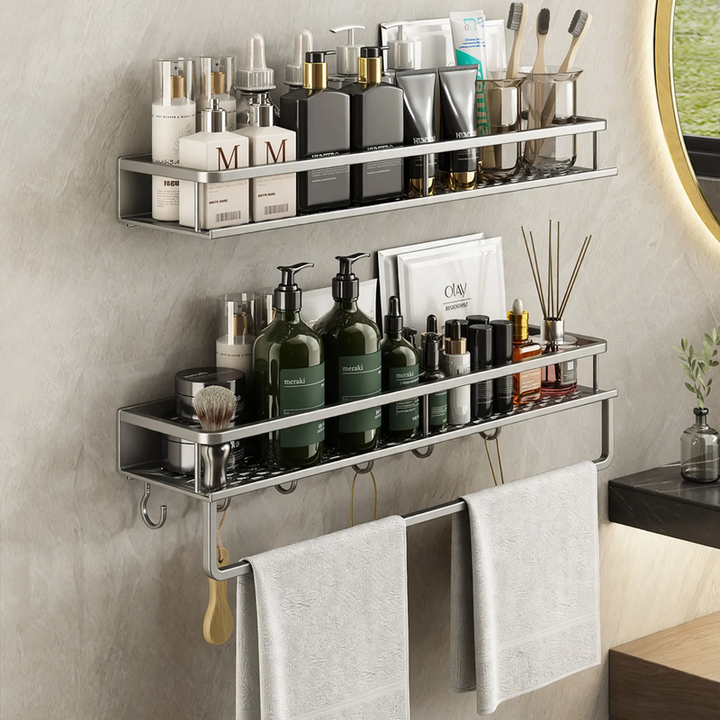 Wall shelf made of space aluminum, hole-free
