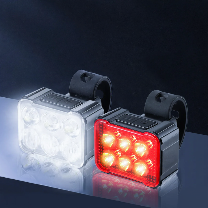 Bicycle light set with front and rear light