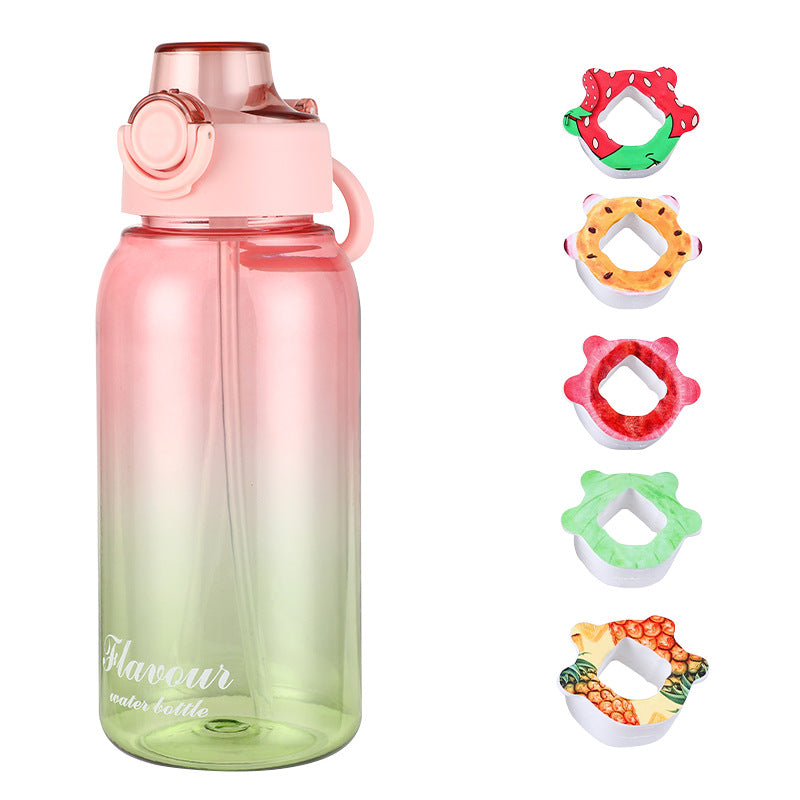 Sports water bottle 1 L with straw, gradient