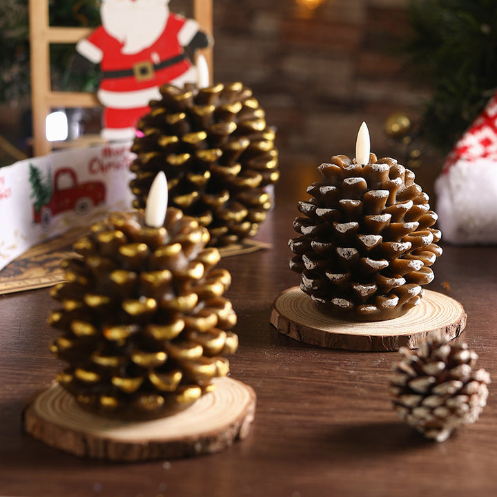 LED Wax Candle Pine Cone, Painted