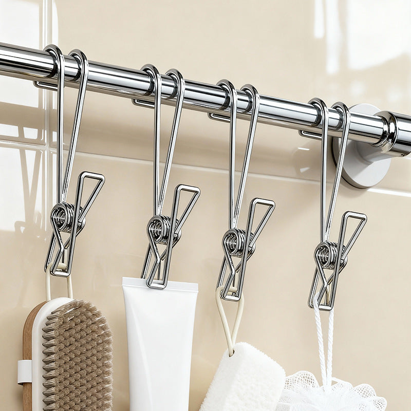 Stainless steel clothespin with hook