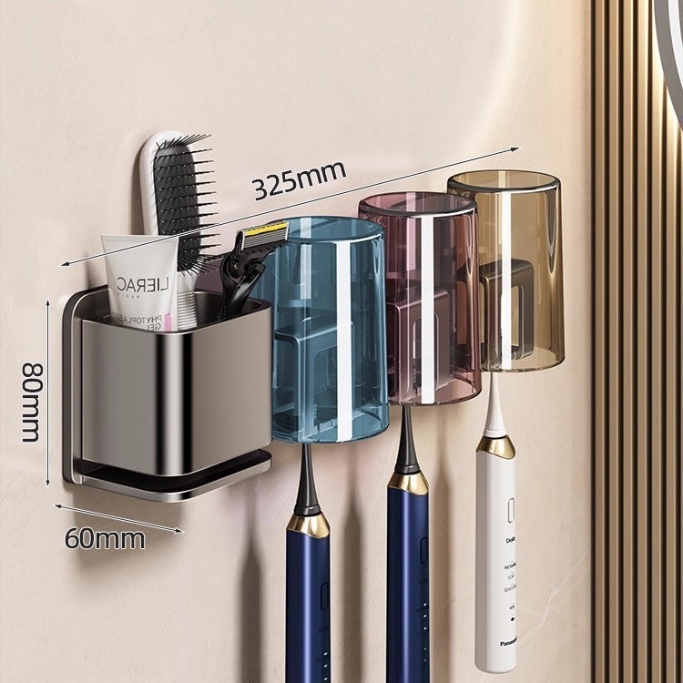 Aluminum toothbrush wall holder, hole-free