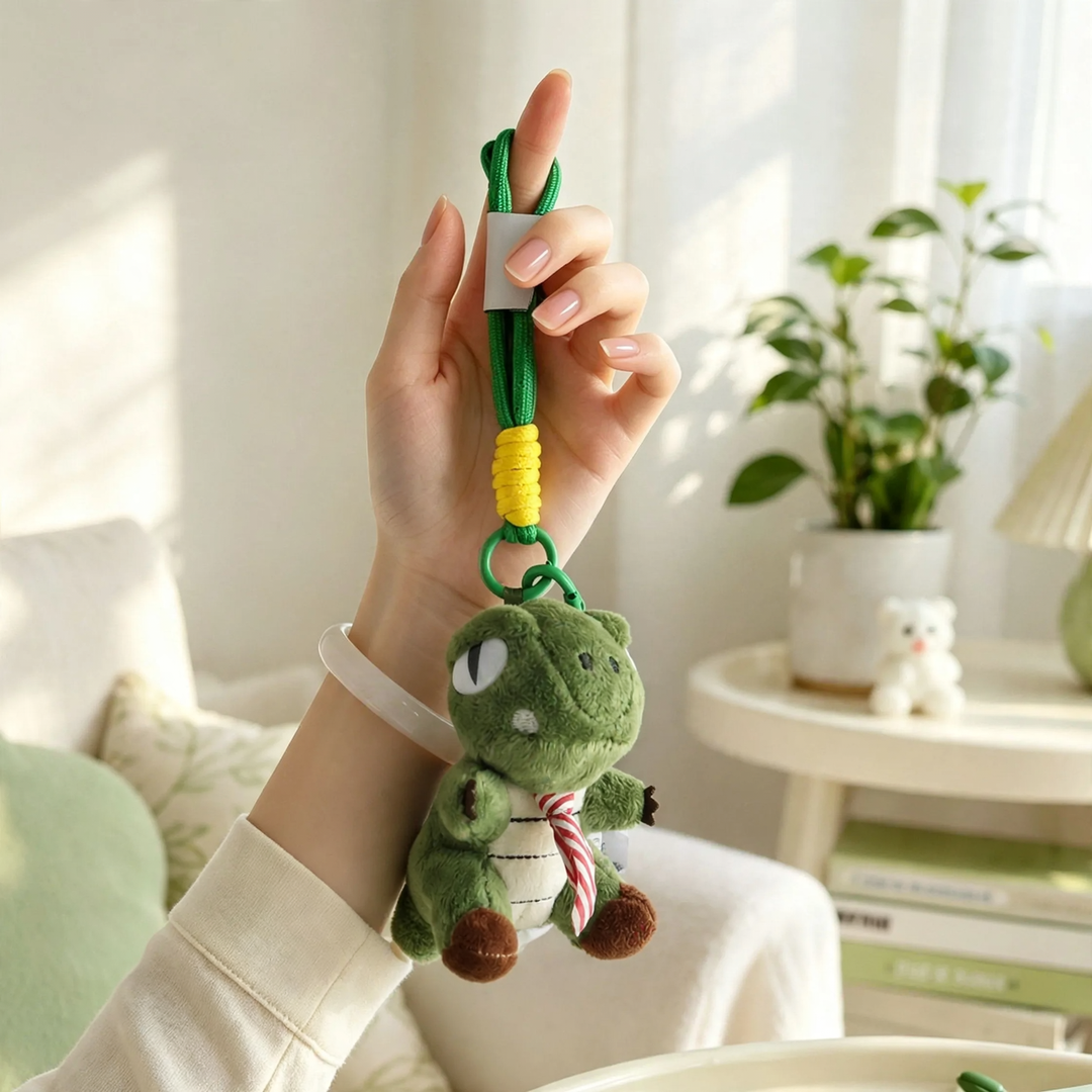 Plush keychain crocodile, green, cute
