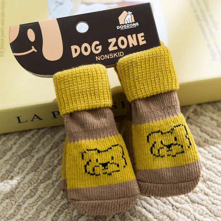 Dog socks, cotton, set of 4, non-slip