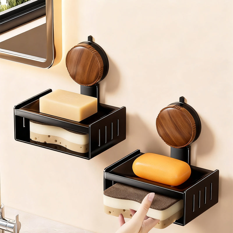 Double-layer soap dish with suction cup