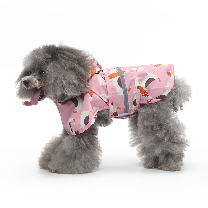Dog rain jacket with reflectors, multiple designs
