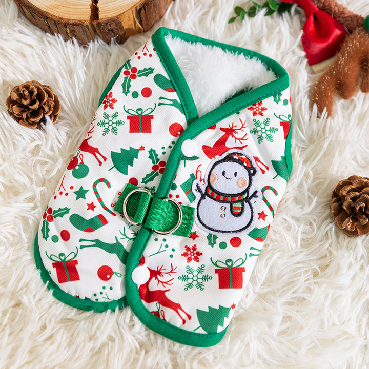 Warm vest for small dogs with snowman design
