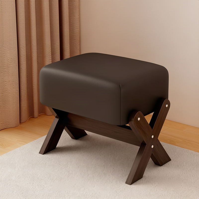 Children's footstool made of rubber wood, square