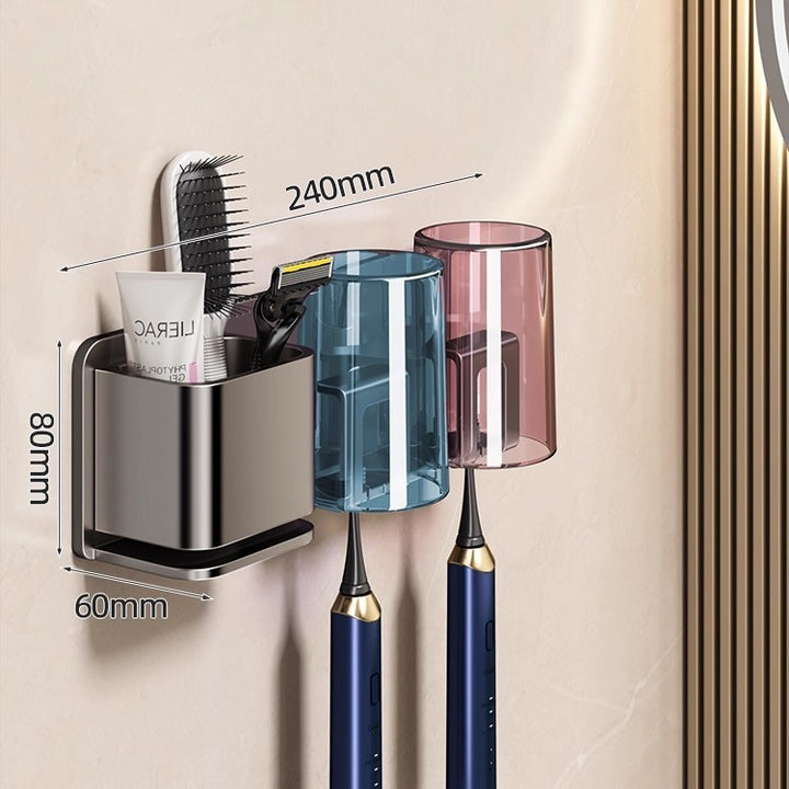 Aluminum toothbrush wall holder, hole-free
