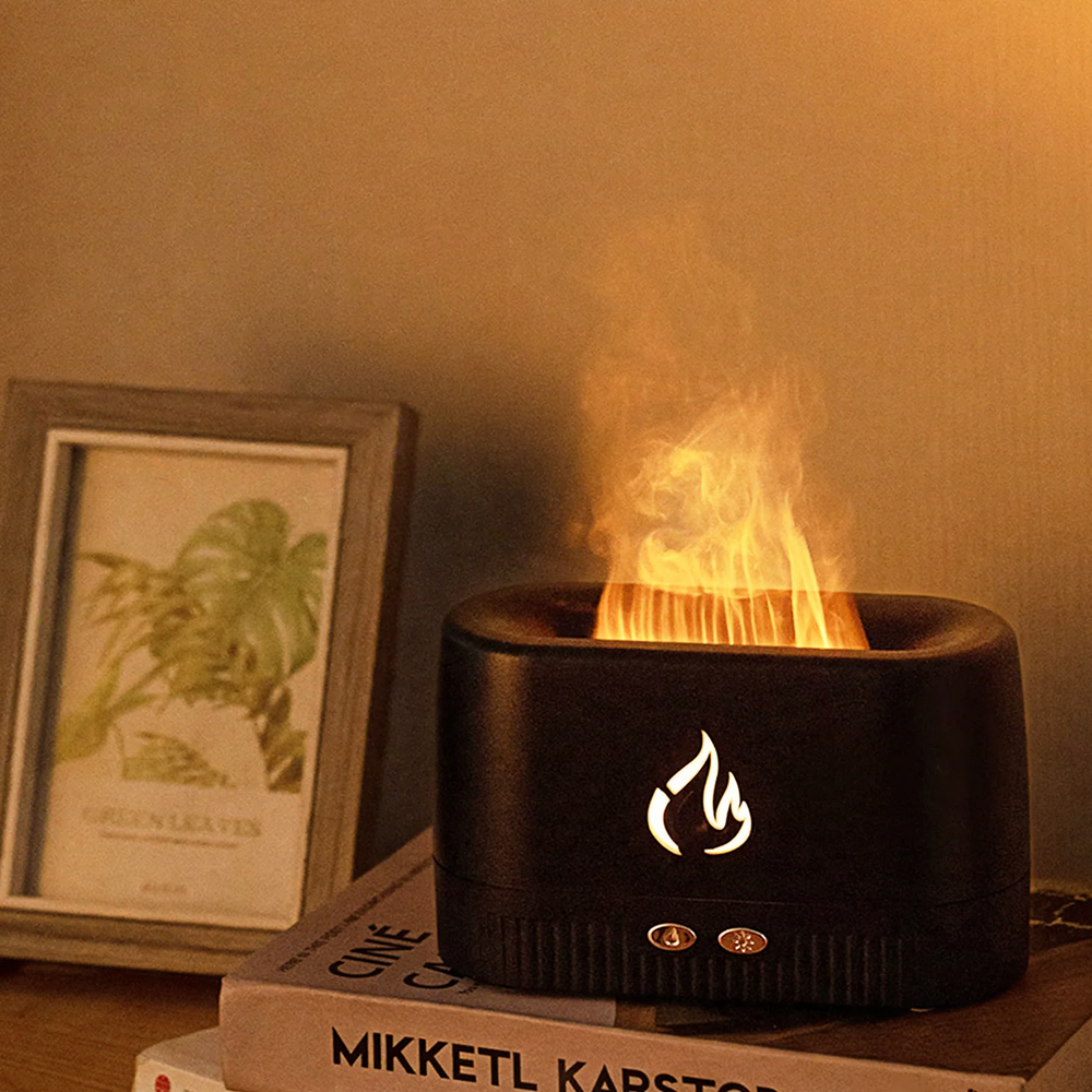 Table Aroma Diffuser with Flame Effect and LED Light
