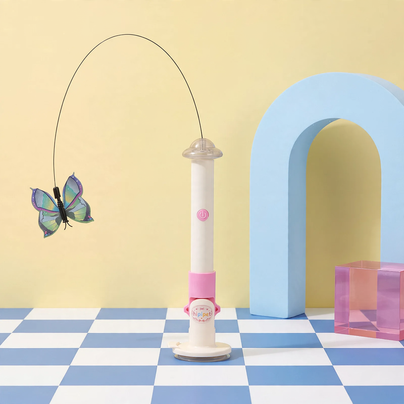 Electric cat toy with rotating butterfly, rechargeable