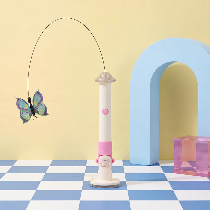 Electric cat toy with rotating butterfly, rechargeable