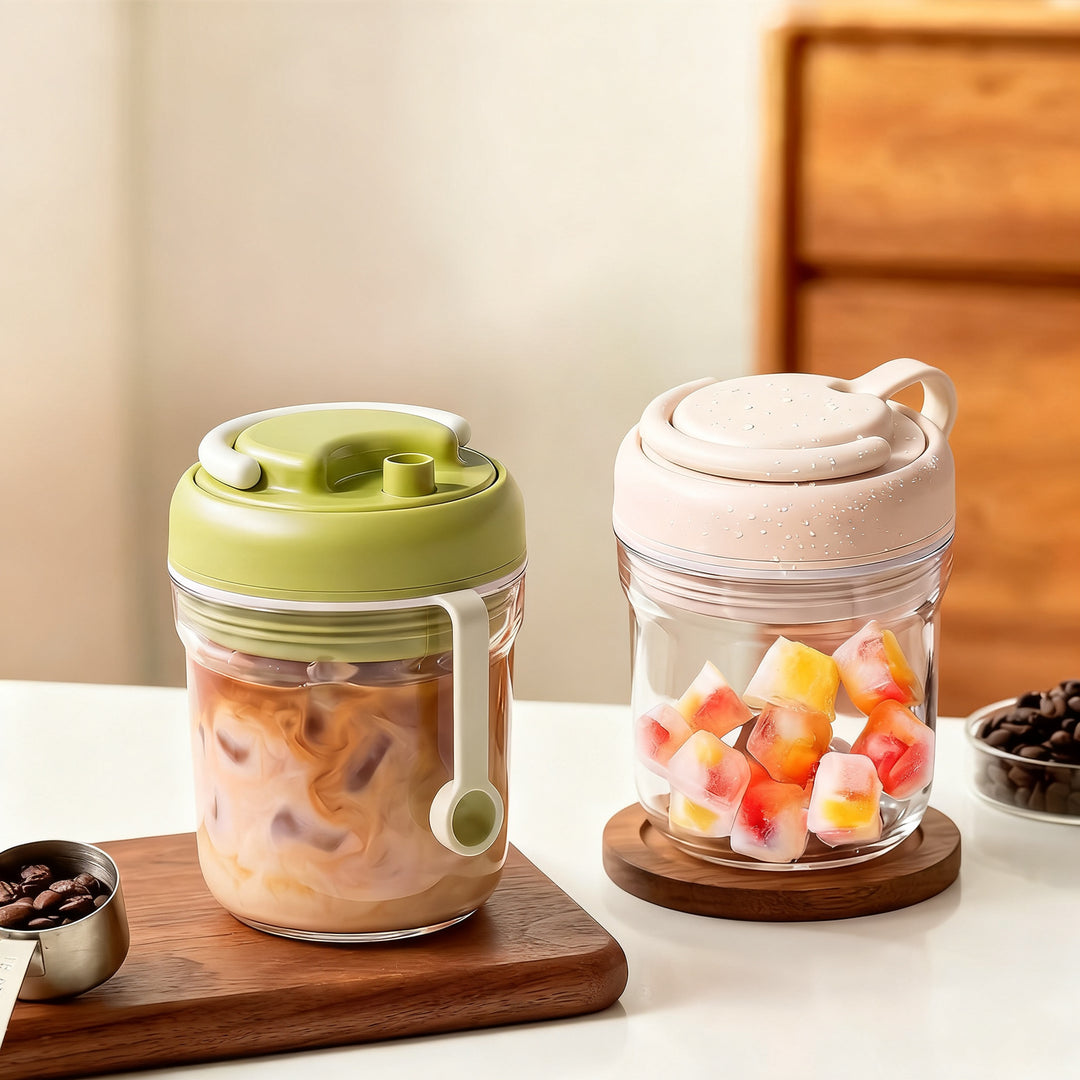 3-in-1 ice cube drinking cup with integrated ice compartment