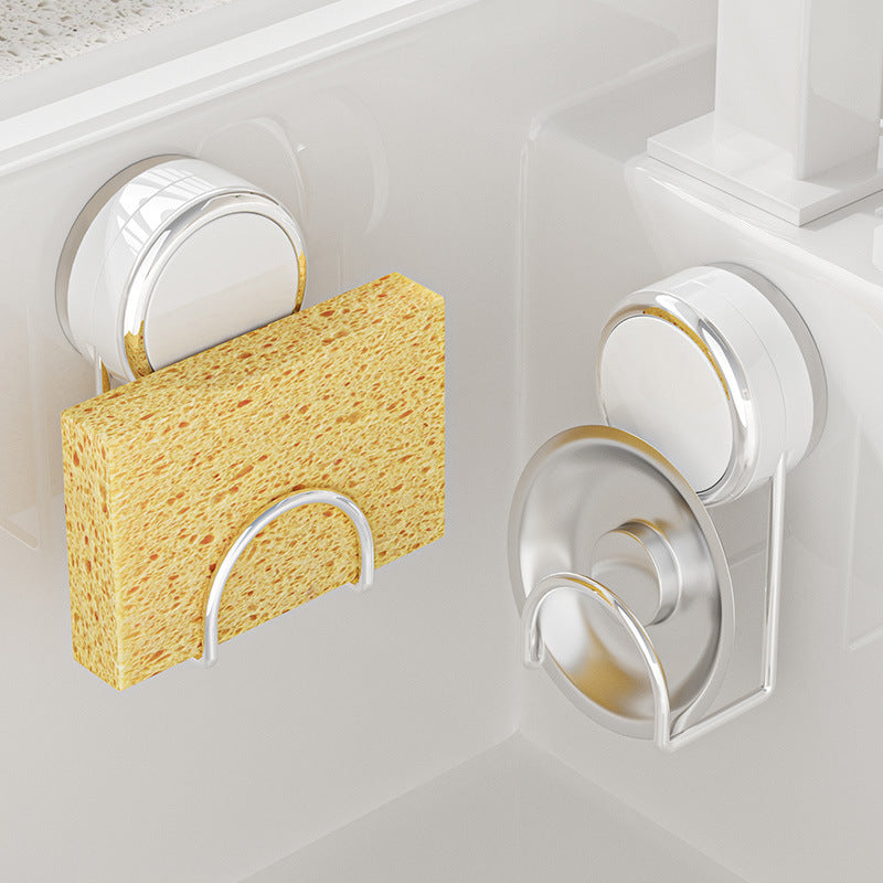 Suction Cup Storage Basket for Kitchen, Iron and Sponge