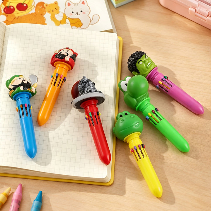Multicolor ballpoint pen with figure design, 10 colors
