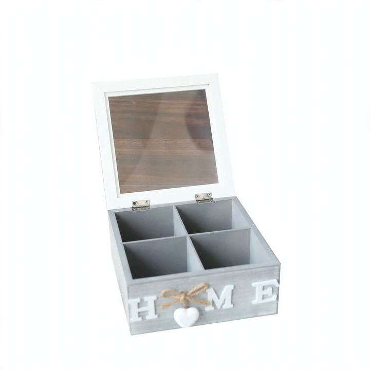Wood storage box with compartments, modern design