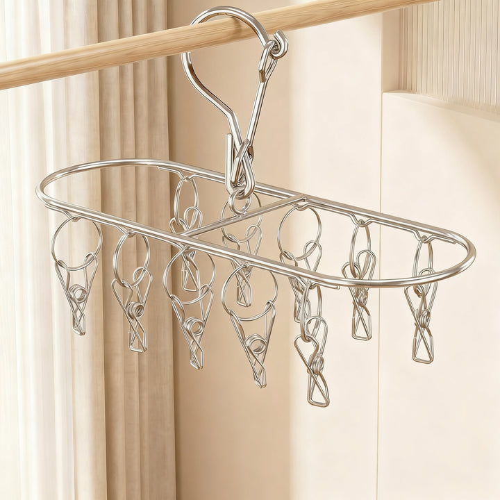 Stainless steel drying rack with 10, 20 or 30 clips