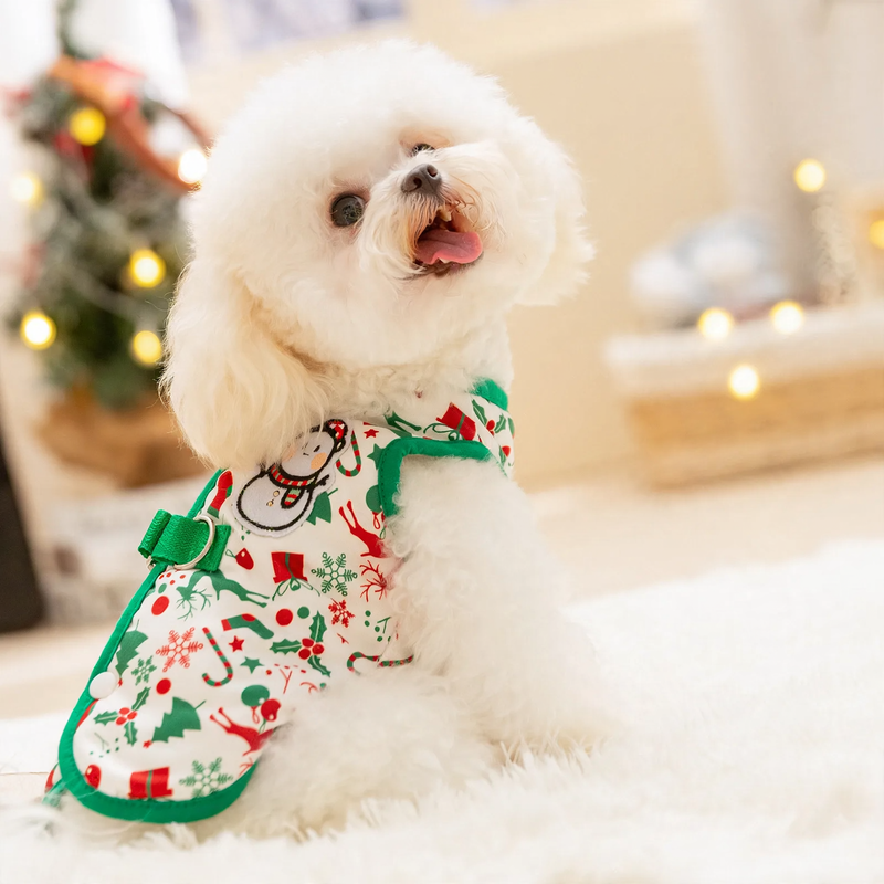 Christmas vest for small dogs with fleece lining