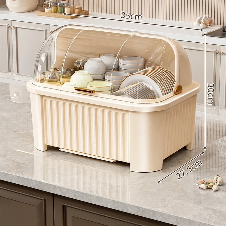 Plastic dish rack with shelf