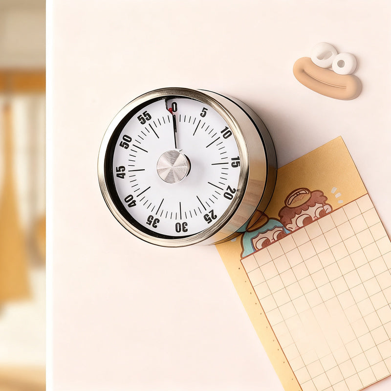 Mechanical kitchen timer with magnet holder