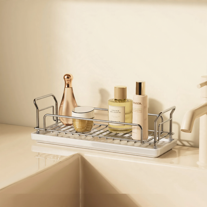 Stainless steel bathroom shelf, single or double layer